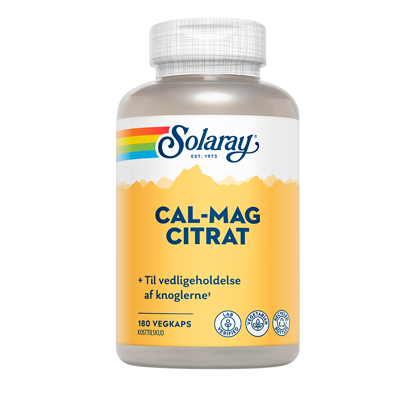 Solaray Cal-Mag Citrate uden D-vitamin - 180 kaps.