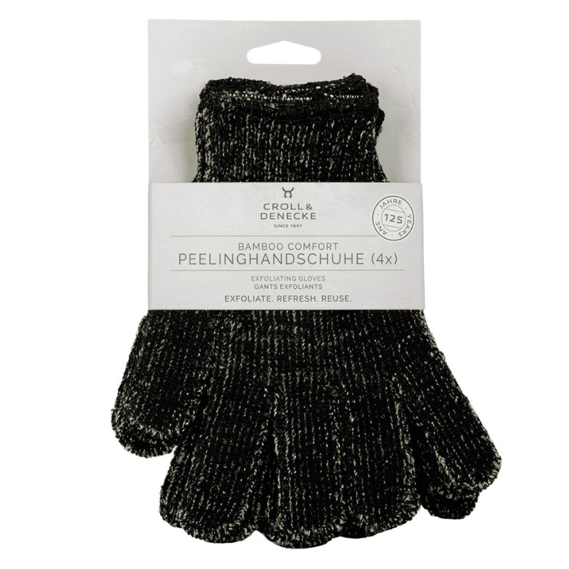 Croll & Denecke Peeling Gloves Bamboo Active Charcoal (4 stk)