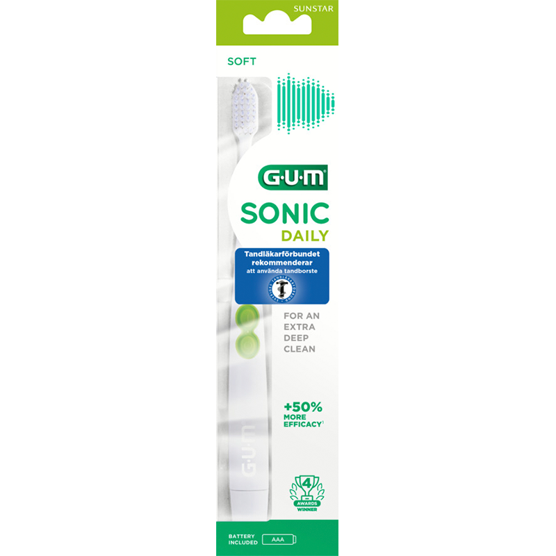 GUM Batteritandbørste Sonic Hvid Soft (1 stk)