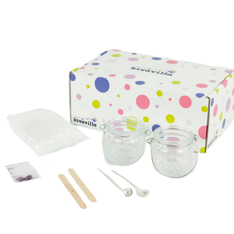 Kreavilla Kreakasse - Stearinlys I Glas Lilla/Pink - 1 stk