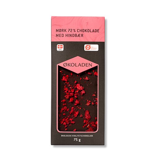 Økoladen Chokolade mørk hindbær 72% Ø - 75 g