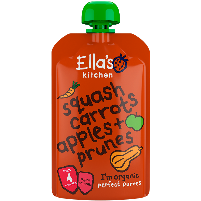 Ellas Kitchen Babymos Butternutgræskar/Squash/Gulerod æble/Sveske Ø 4 Mdr - 120 gr