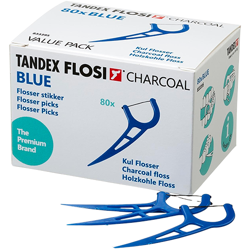 Tandex Flosi Flosser Blue Charcoal Floss (80 stk)