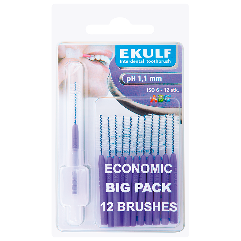 Ekulf PH Mellemrumsbørste 1,1 mm Lilla (12 stk)