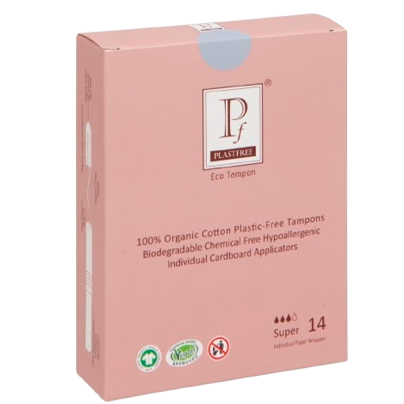 Plastfree 100% Organic Cotton Cardboard Applicator Super Tampons (14 stk)