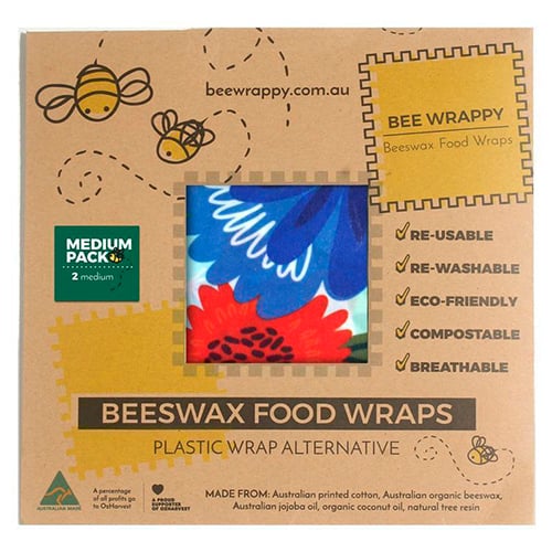 Bee Happy Beeswax Food Wraps - 2 x Medium