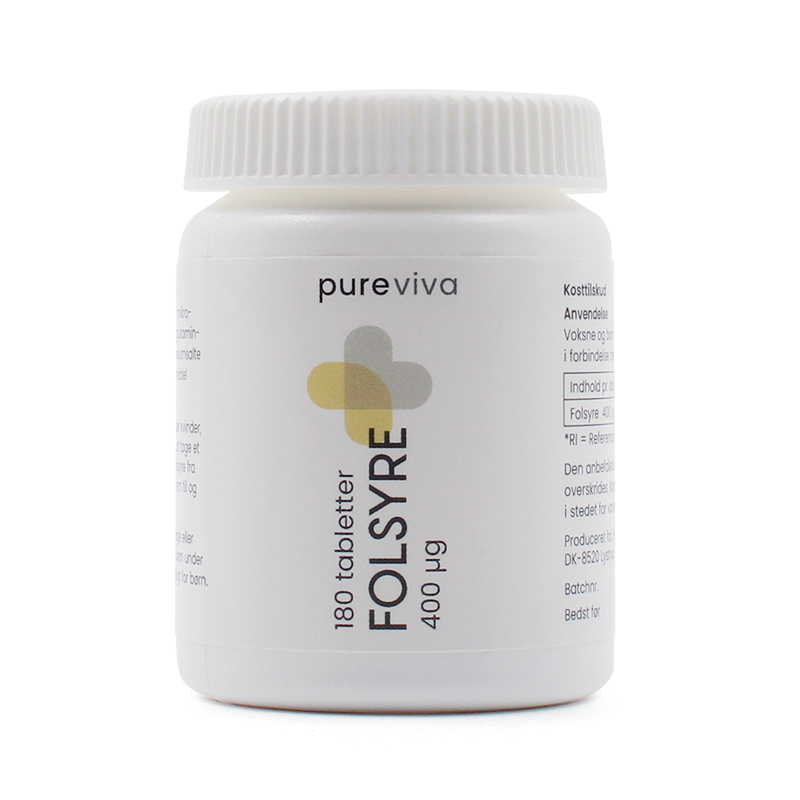 Pureviva Folsyre 400 µg (180 tabl)