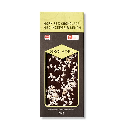 Økoladen Chokolade mørk ingefær/lemon Ø 72% - 75 g