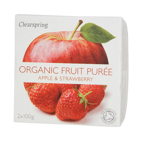 Clearspring Organic Frugtpuré Æble & Jordbær Ø - 200 gr