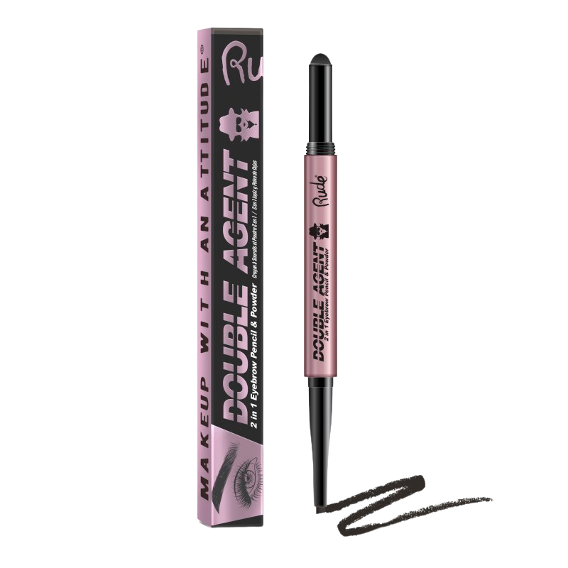 RUDE Cosmetics Double Agent 2-in-1 Eyebrow Pencil & Powder Black Brown (1 stk)