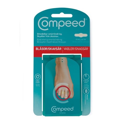 Compeed vabel plaster ml. tær - 8 stk.