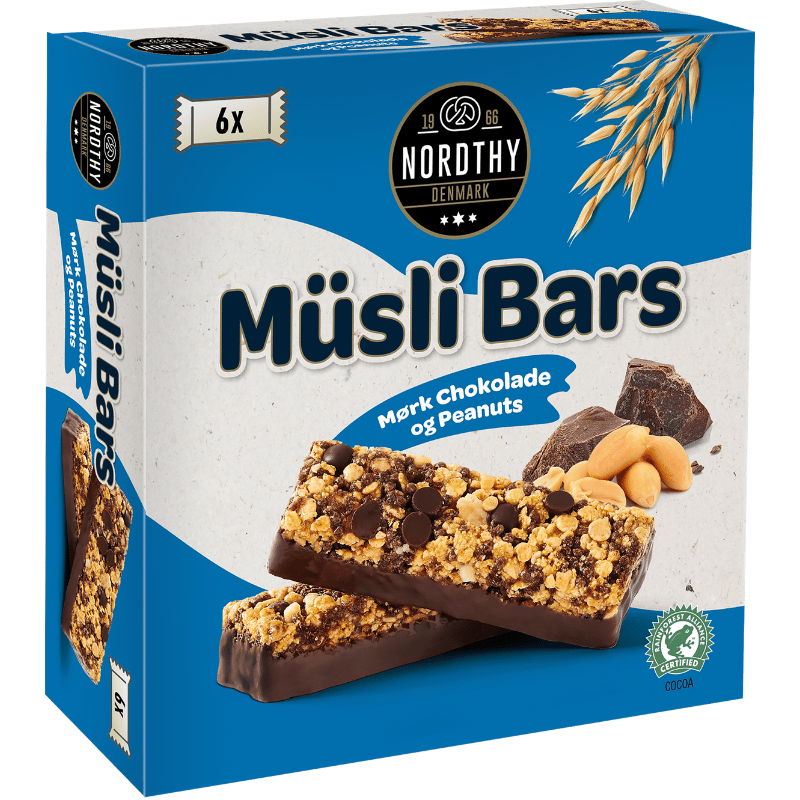 Nordthy Müsli Bars Peanuts & Mørk Chokolade (6 stk)