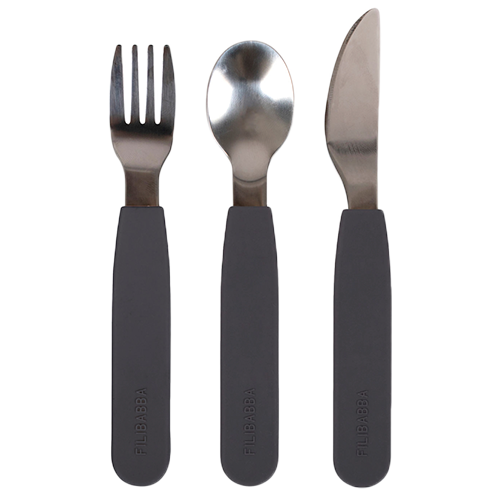 Filibabba Silikone Bestiksæt Stone Grey (1 sæt)