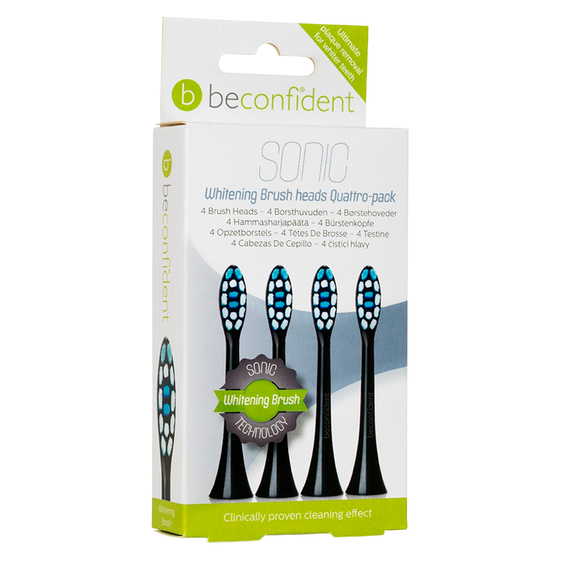 Beconfident Sonic Toothbrush Heads Whitening Black - 4 stk.