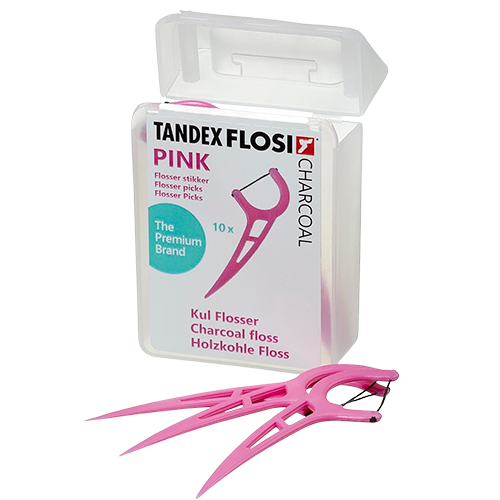 Tandex Flosi Flosser Pink Charcoal Floss (10 stk)