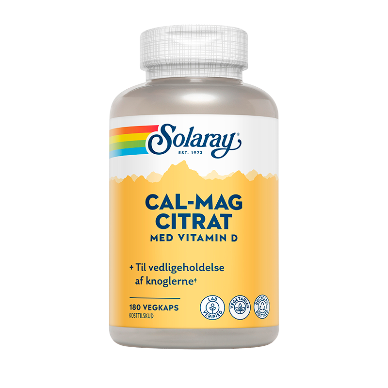 Solaray Cal-Mag Citrate med D-vitamin - 180 kaps.