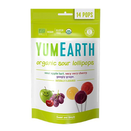 Yum Earth Slikkepinde m. Æble, Kirsebær & Vindrue Ø - 85 g