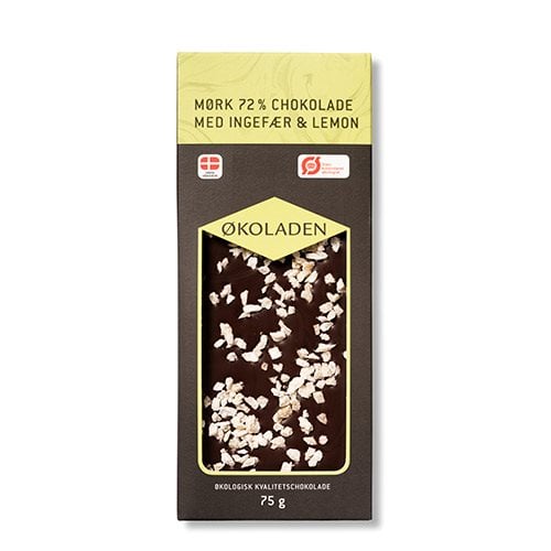 Økoladen Chokolade mørk ingefær/lemon Ø 72% - 75 g