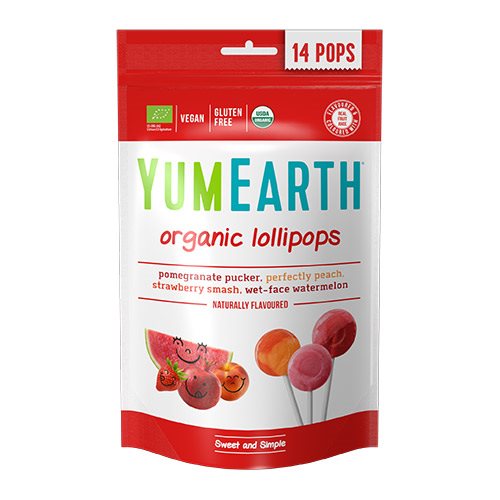 Yum Earth Slikkepinde Granatæble Fersken Jordbær & Melon Ø - 85 g.