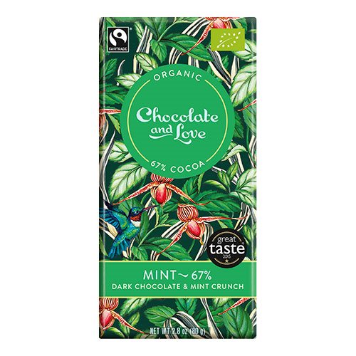 Chocolate and Love Chokolade Mint 67 % Ø - 80 g.