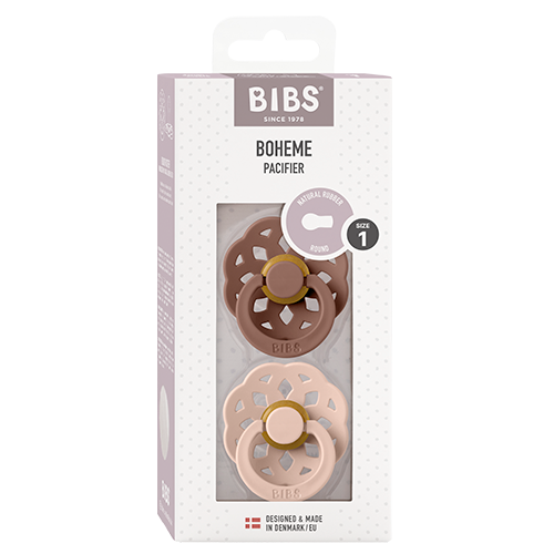 Bibs Pacifier Boheme Latex Size 1 Woodchuck/Blush (2 stk)