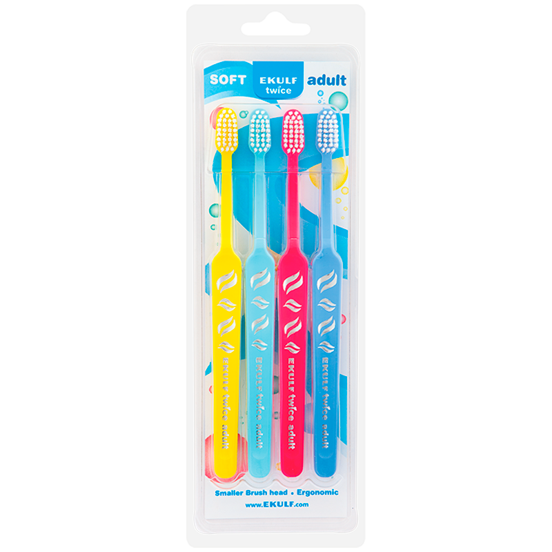 Ekulf Twice Adult Tandbørste (4 stk)