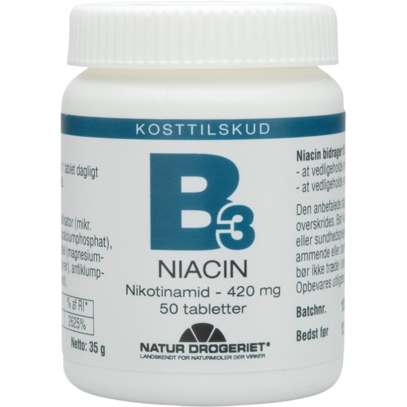 Natur Drogeriet B3 Niacin (nikotinamid) 420 mg (50 tabletter)