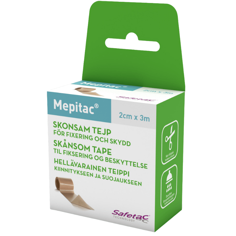 Mepitac Fikseringstape M. Silikoneklæb 2 cm x 3 m (1 stk)
