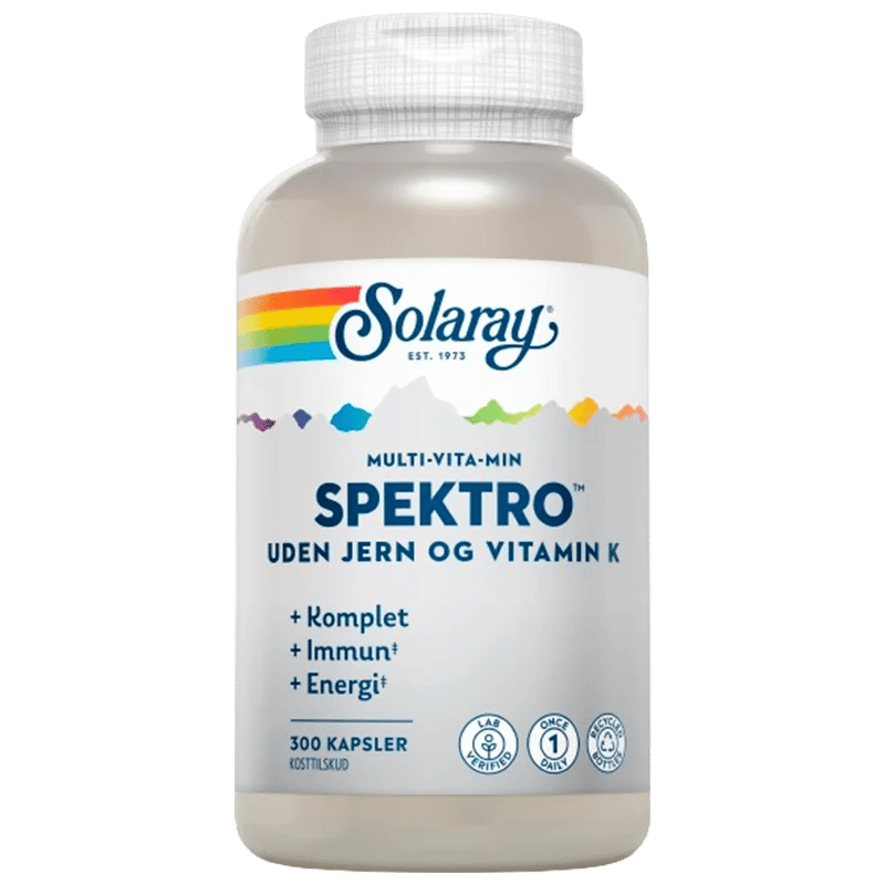 Solaray Spektro u/jern og K-vitamin - 300 kaps.