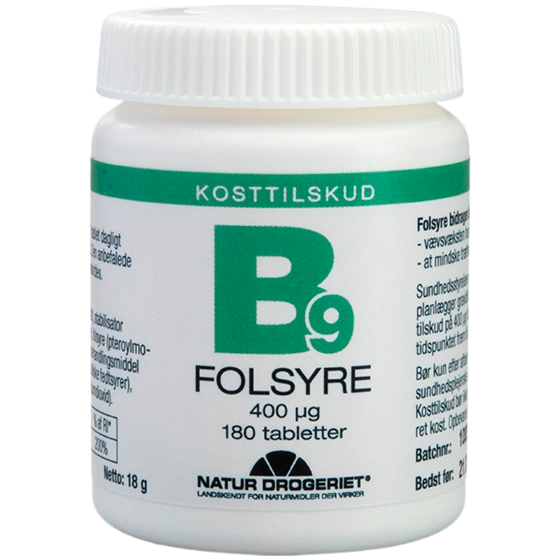 Natur-Drogeriet Folsyre (Folinsyre) "Super" økonomikøb - 180 tab.
