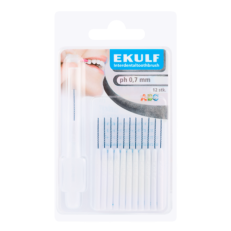 Ekulf PH Mellemrumsbørste 0,7 mm Hvid (12 stk)