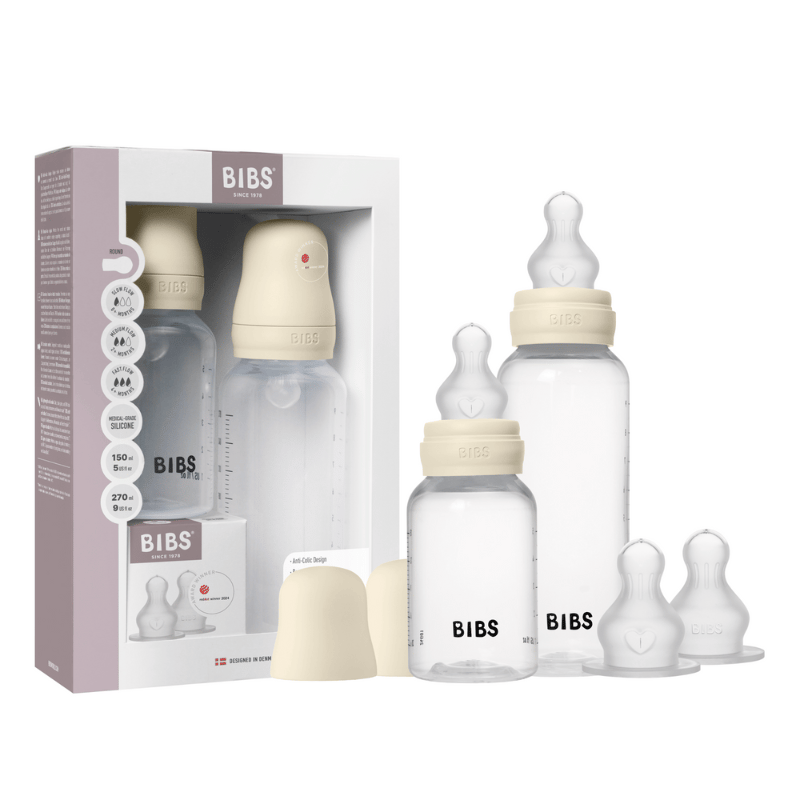 Bibs Grow and Flow Baby Bottle Round Silicone Set 150 ml / 270 ml Ivory (1 sæt)
