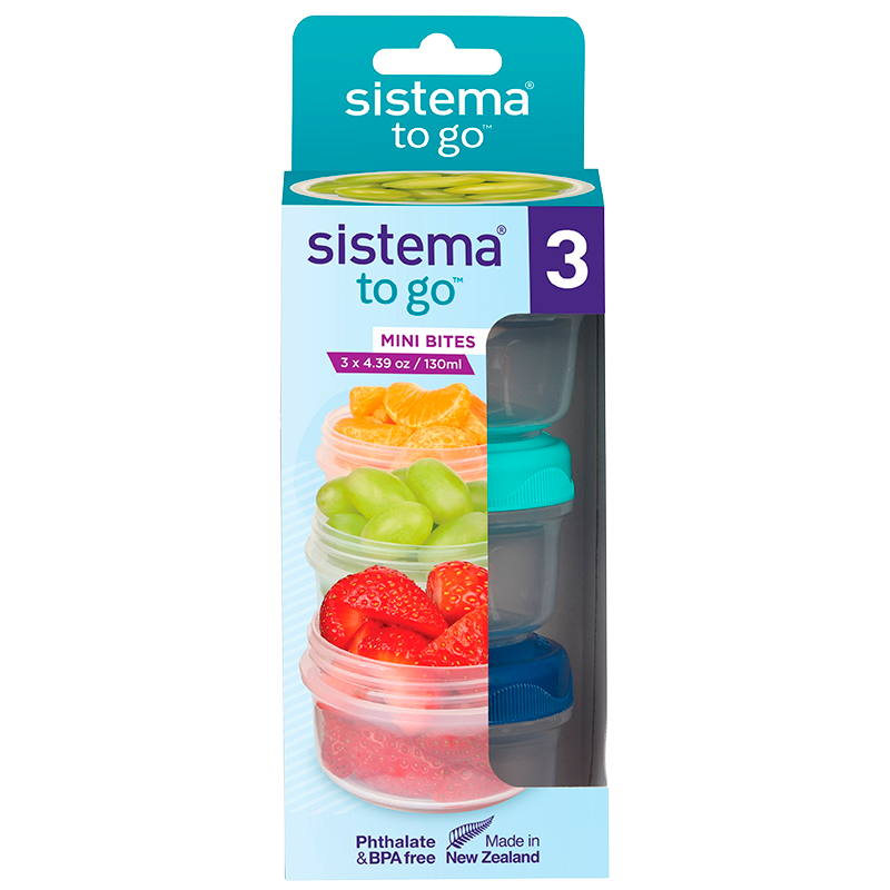 Mini bites to go 130 ml Grøn, blå, pink Sistema