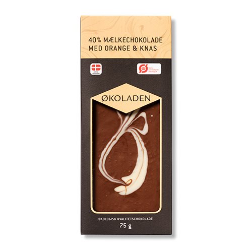 Økoladen Chokolade mælk orange/knas Ø 40% - 75 g