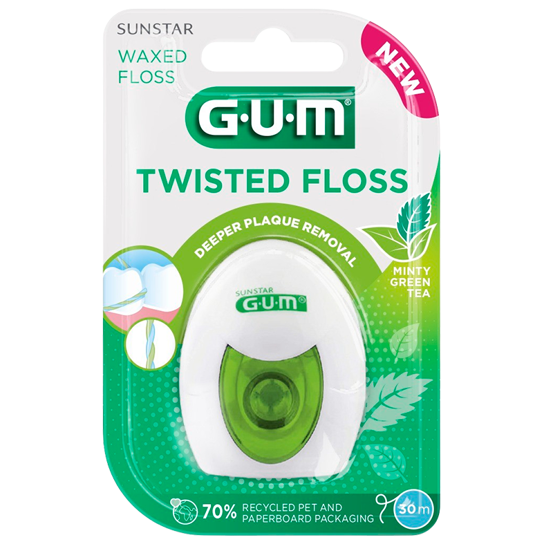 GUM Twisted Floss Waxed Mint + Green Tea (30 m)