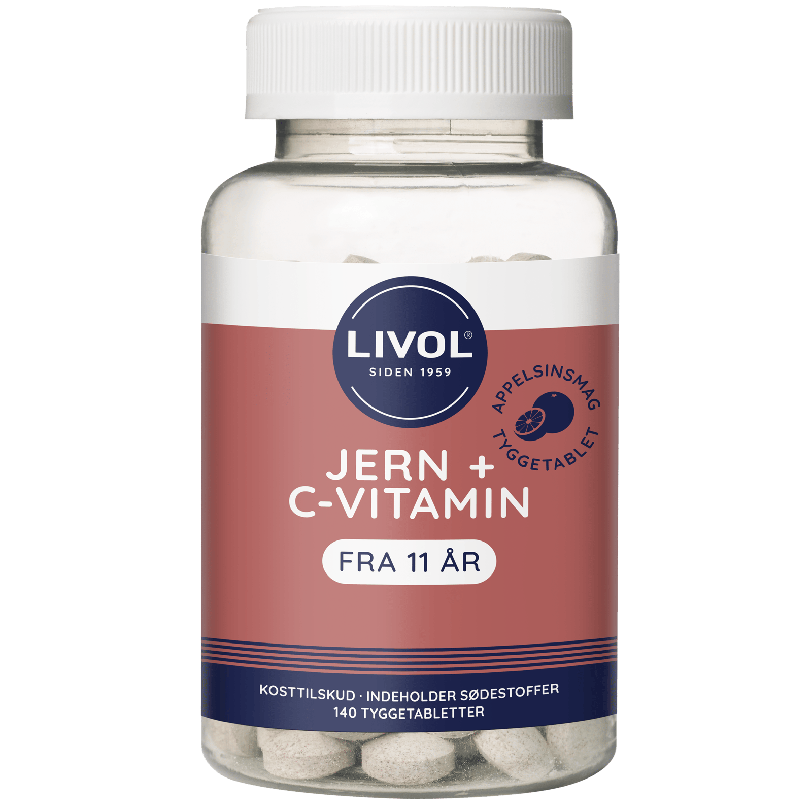 Livol Jern + C-Vitamin Appelsinsmag Tyggetabletter (140 tabl)