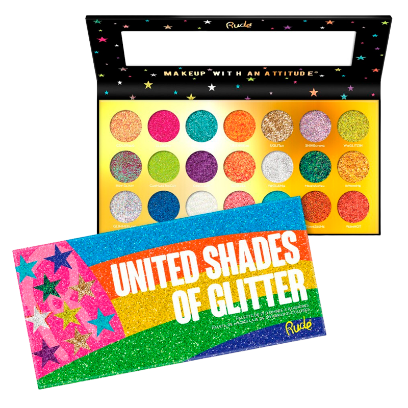 RUDE Cosmetics United Shades of Glitter 21 Pressed Glitter Palette (1 stk)