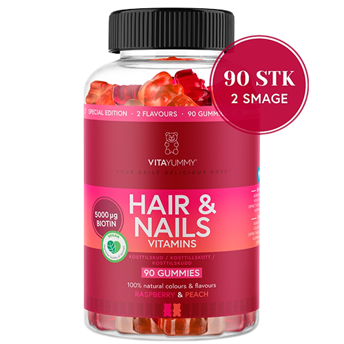 VitaYummy Hair & Nails Mixed - Raspberry & Peach (90 stk)