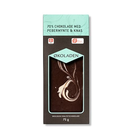Økoladen Chokolade pebermynte/knas Ø 70% (75 g)