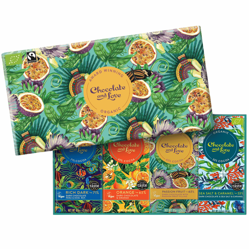 Chocolate and Love Passion Fruit Chokolade Gaveæske Ø (4 x 80/85 g)