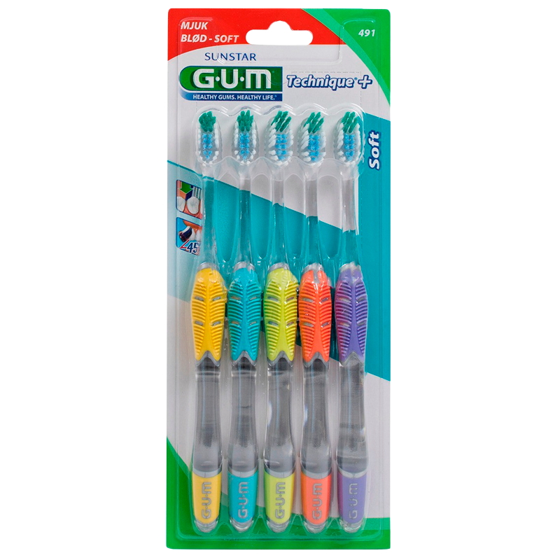 GUM Tandbørste Technique+ Voksen Blød - 5 stk