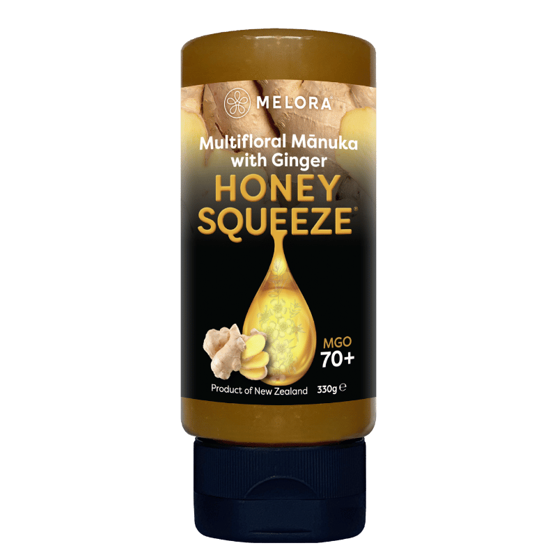 Melora Multifloral Manuka Honey 70+ MGO Ginger Squeeze (330 g)