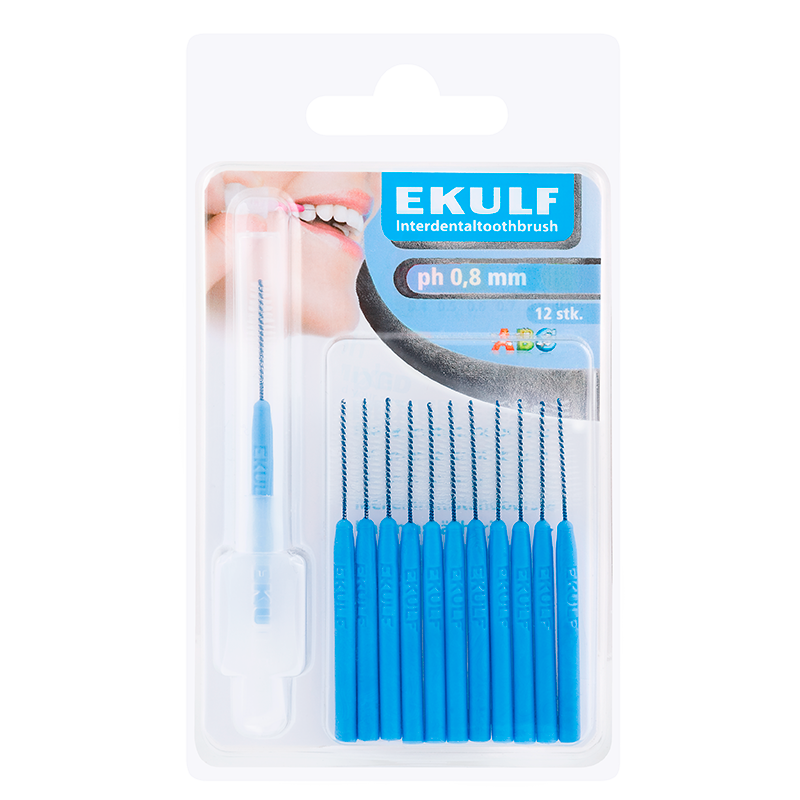 Ekulf PH Mellemrumsbørste 0,8 mm Blå (12 stk)