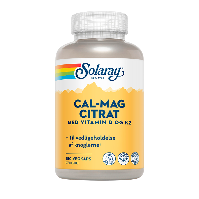 Solaray Cal-Mag Citrat Med Vitamin D og K2 (150 kap)