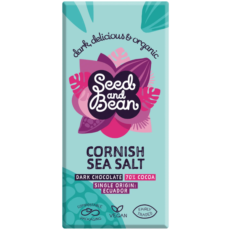 Seed & Bean Mørk Chokolade 70% Cornish Sea Salt Ø (75 g)
