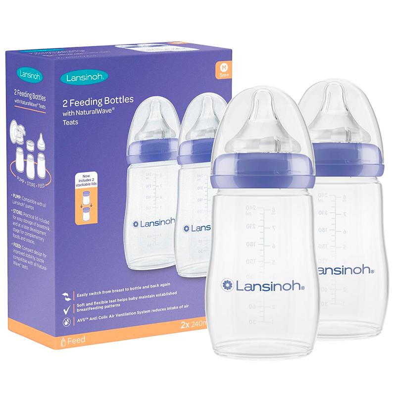 Lansinoh Naturalwave Sutteflaske 240 ml - 2 stk.