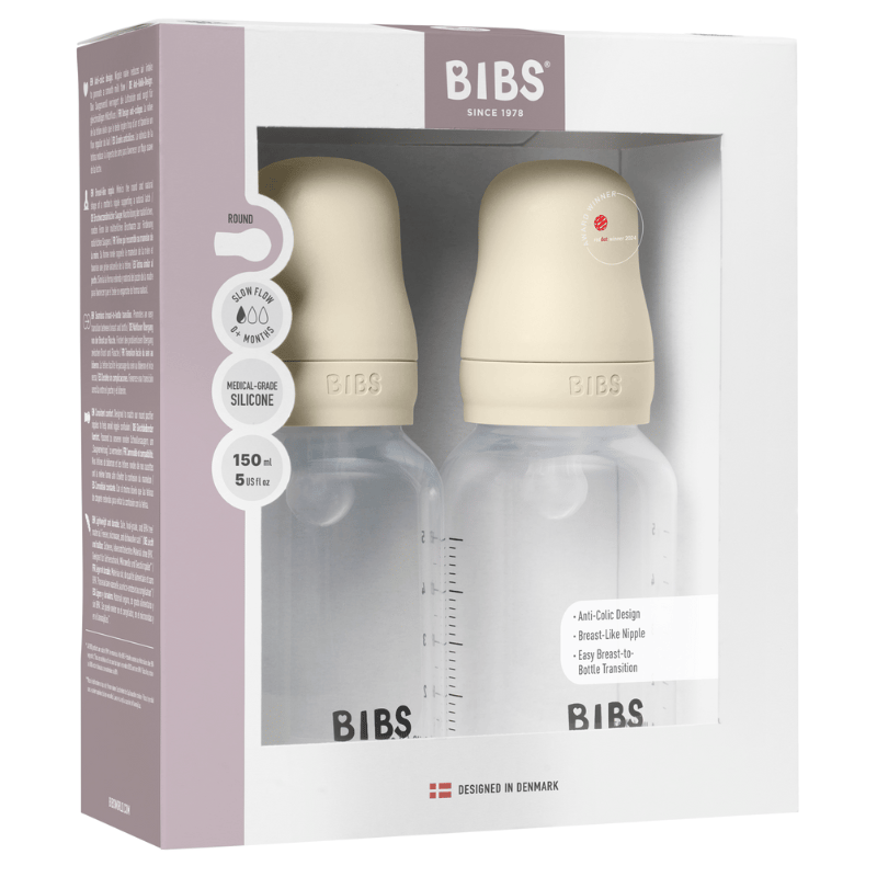 Bibs Baby Bottle Round Silicone Medium Flow Ivory (150 ml)