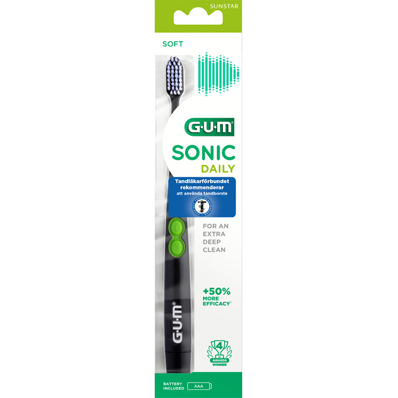 GUM Batteritandbørste Sonic Sort (1 stk)