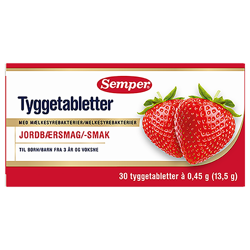Semper Tyggetabletter Med Mælkesyrebakterier Jordbærsmag (30 stk)