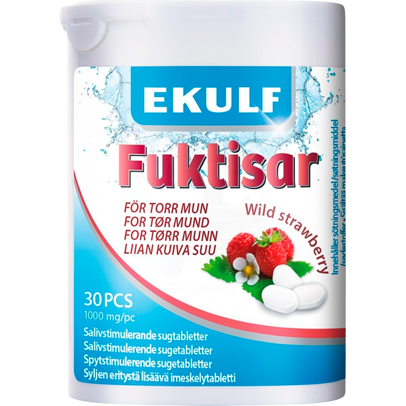 Ekulf Fuktisar Wild Strawberry Sugetabletter (30 stk)